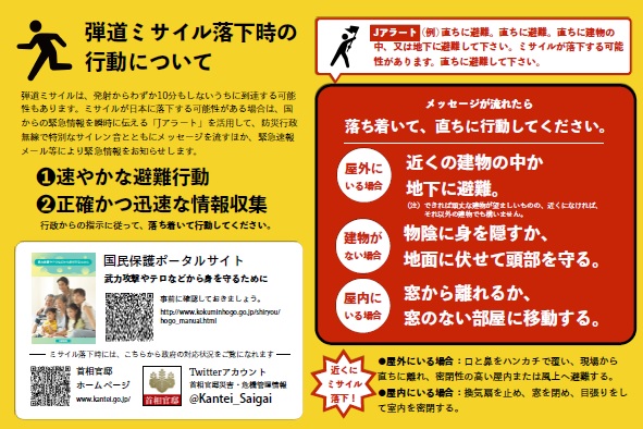 弾道ミサイル落下時の行動について